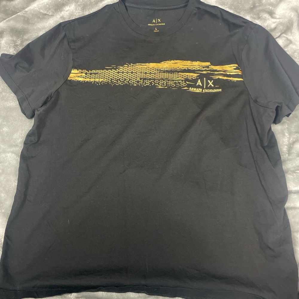 Armani Exchange Black Tee with Gold Design
